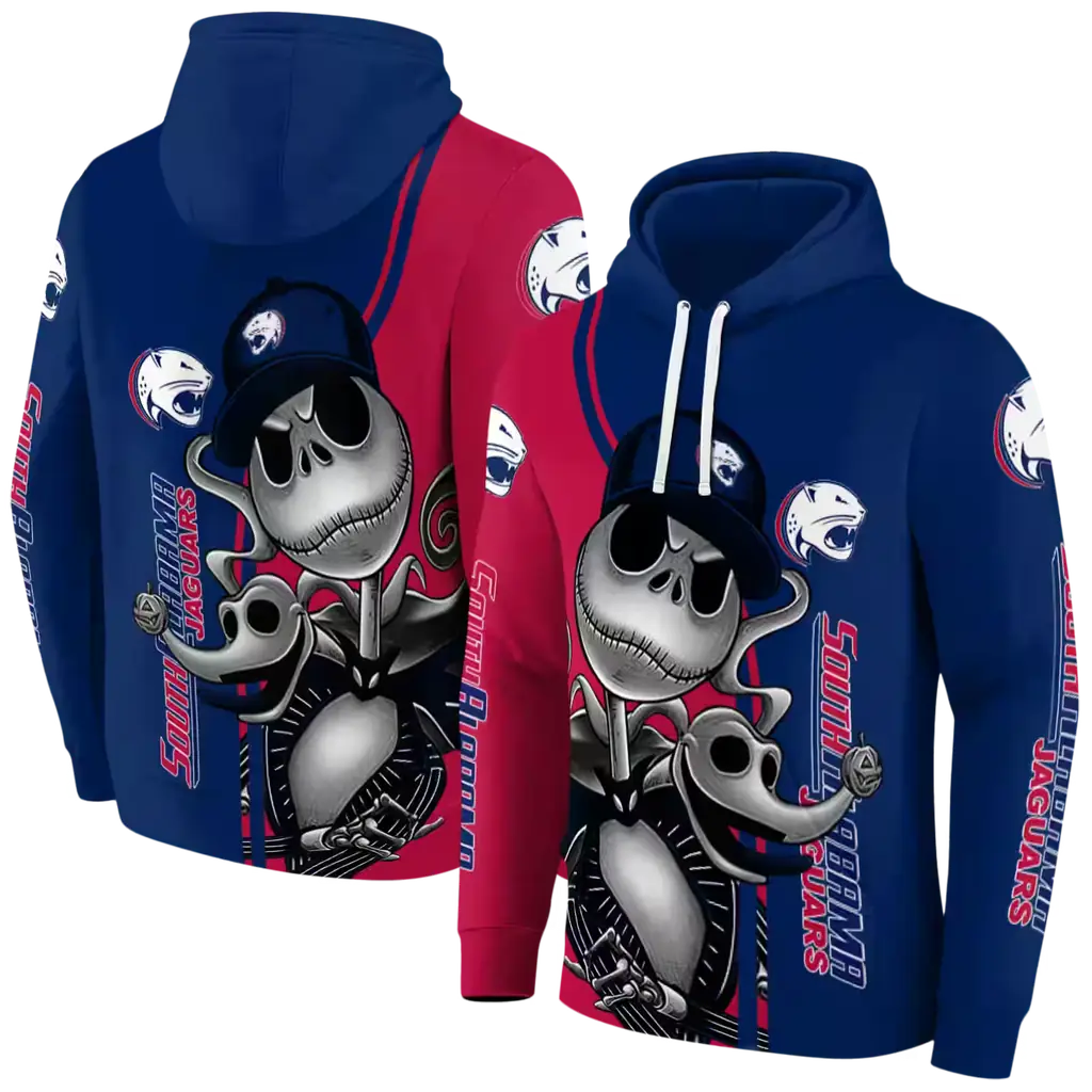 south alabama jaguars jack skellington blue hoodie fashion forward south alabama jaguars jack skellington blue hoodie fashion forward