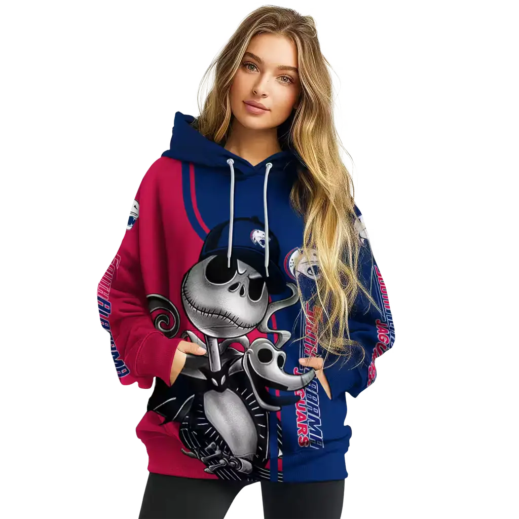 south alabama jaguars jack skellington blue hoodie high quality south alabama jaguars jack skellington blue hoodie high quality