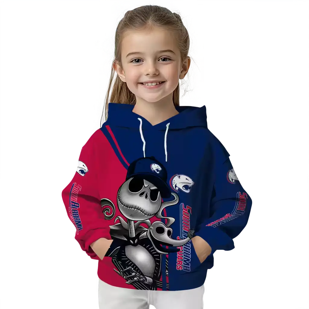 south alabama jaguars jack skellington blue hoodie top rated south alabama jaguars jack skellington blue hoodie top rated