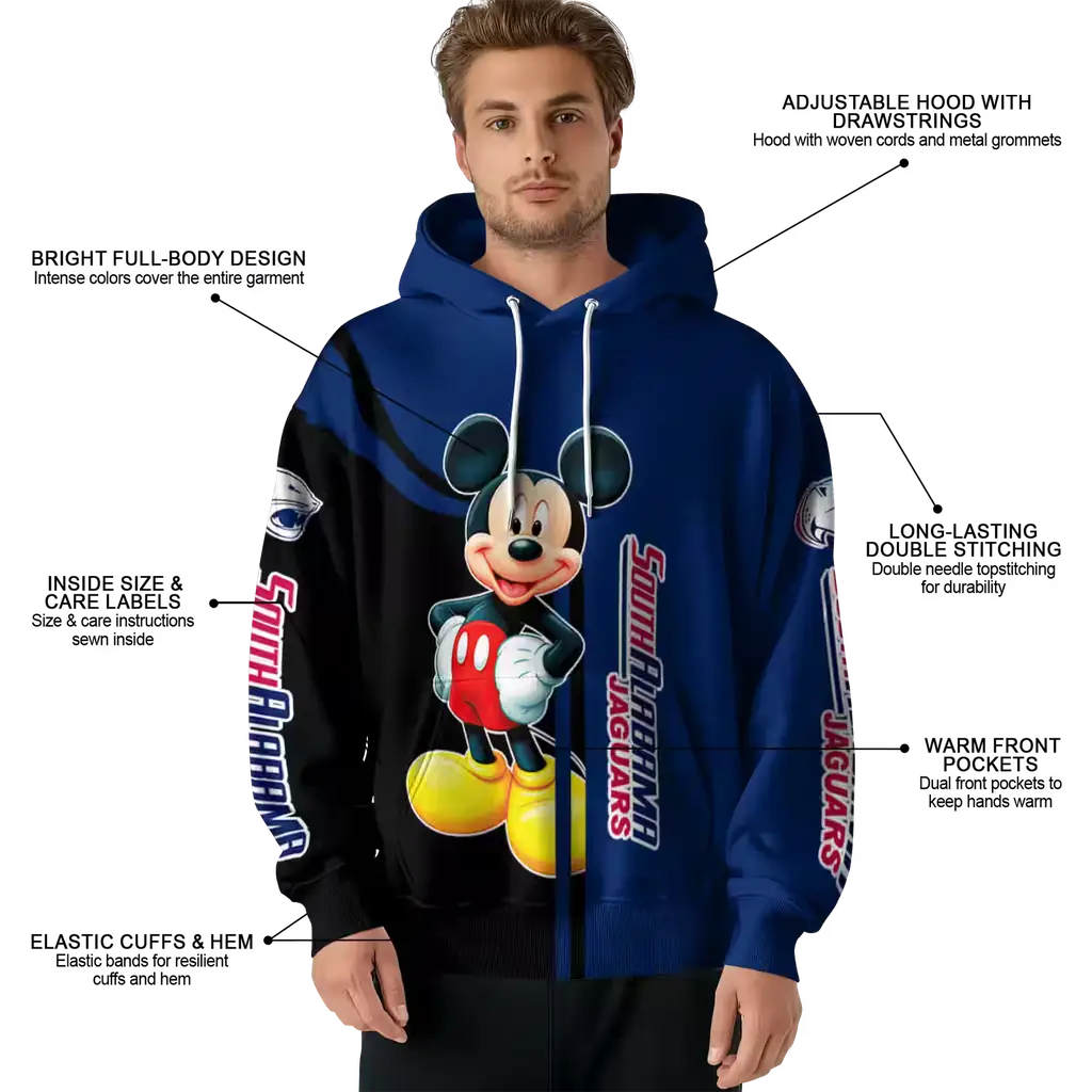 south alabama jaguars mickey mouse blue black hoodie latest model south alabama jaguars mickey mouse blue black hoodie latest model