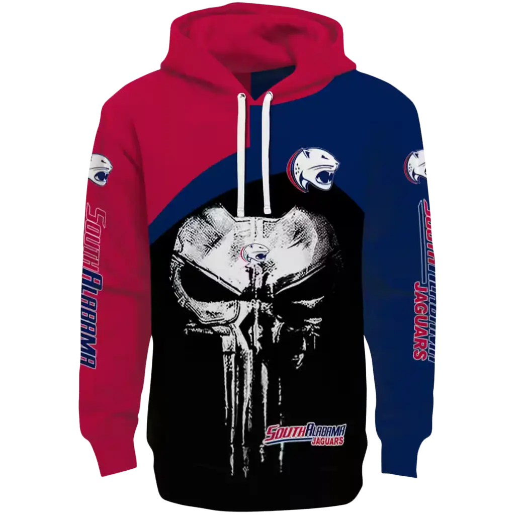 south alabama jaguars skull punisher red black hoodie best selling south alabama jaguars skull punisher red black hoodie best selling