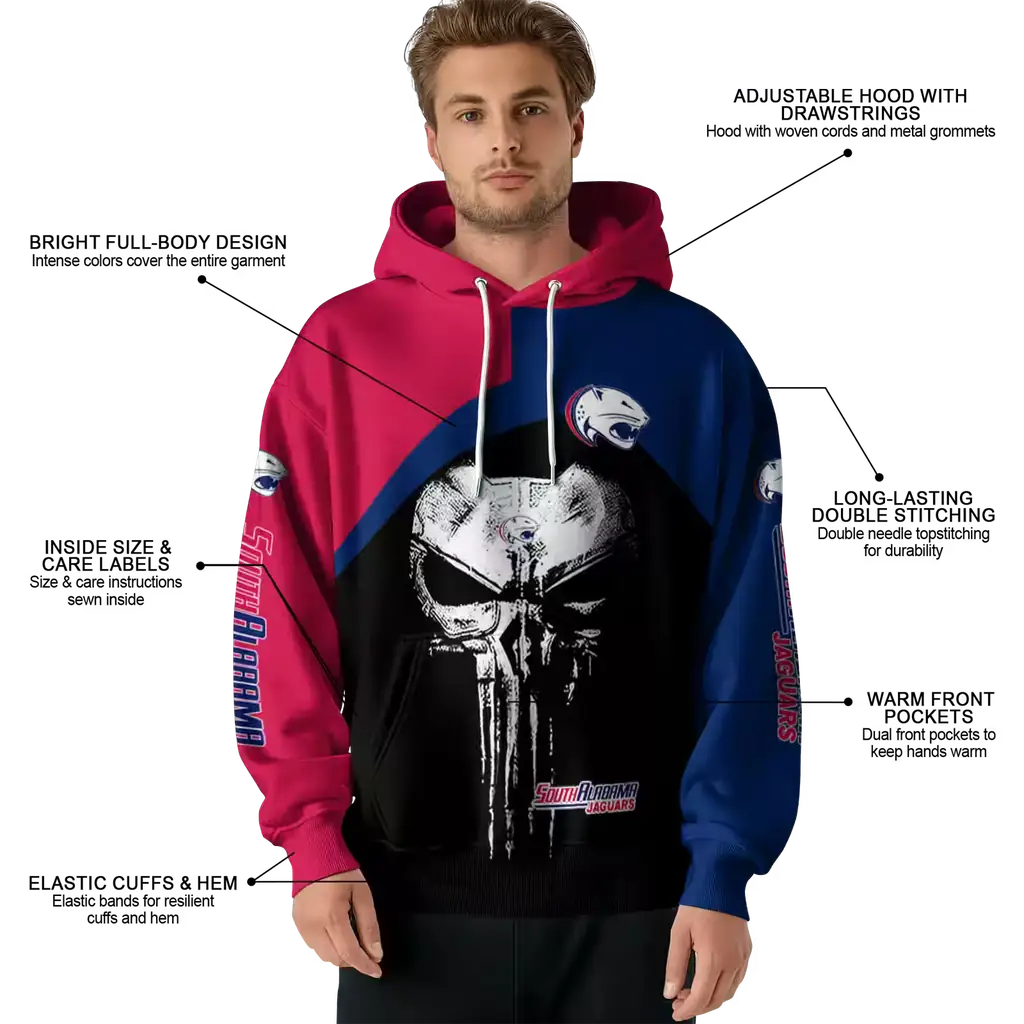 south alabama jaguars skull punisher red black hoodie latest model south alabama jaguars skull punisher red black hoodie latest model