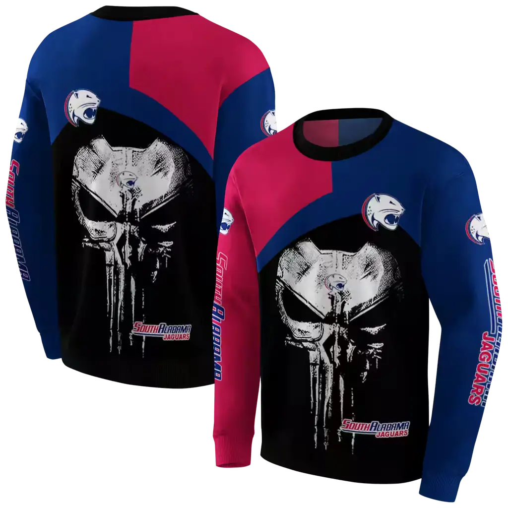 south alabama jaguars skull punisher red black hoodie premium grade south alabama jaguars skull punisher red black hoodie premium grade