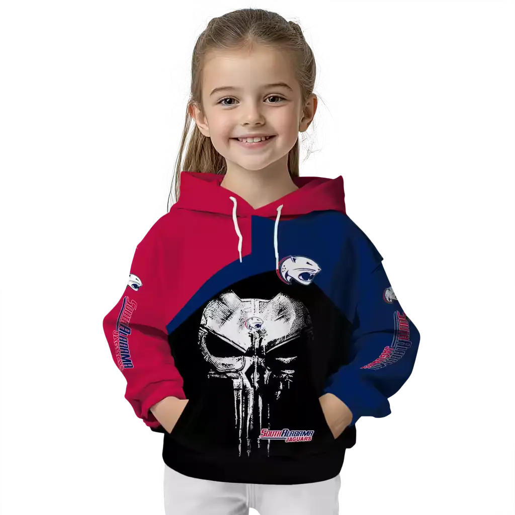 south alabama jaguars skull punisher red black hoodie top rated south alabama jaguars skull punisher red black hoodie top rated