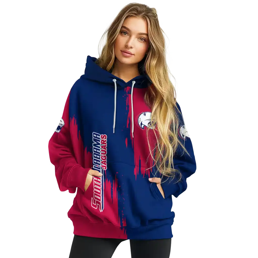 south alabama jaguars splatter effect blue hoodie high quality south alabama jaguars splatter effect blue hoodie high quality