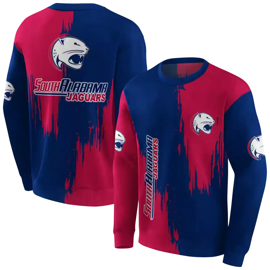 south alabama jaguars splatter effect blue hoodie premium grade south alabama jaguars splatter effect blue hoodie premium grade