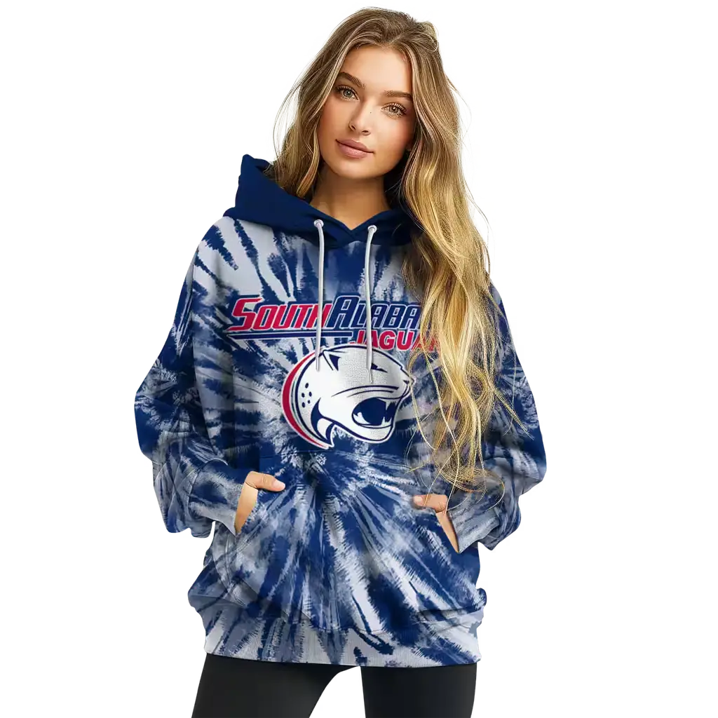 south alabama jaguars tie dye pattern blue hoodie high quality south alabama jaguars tie dye pattern blue hoodie high quality