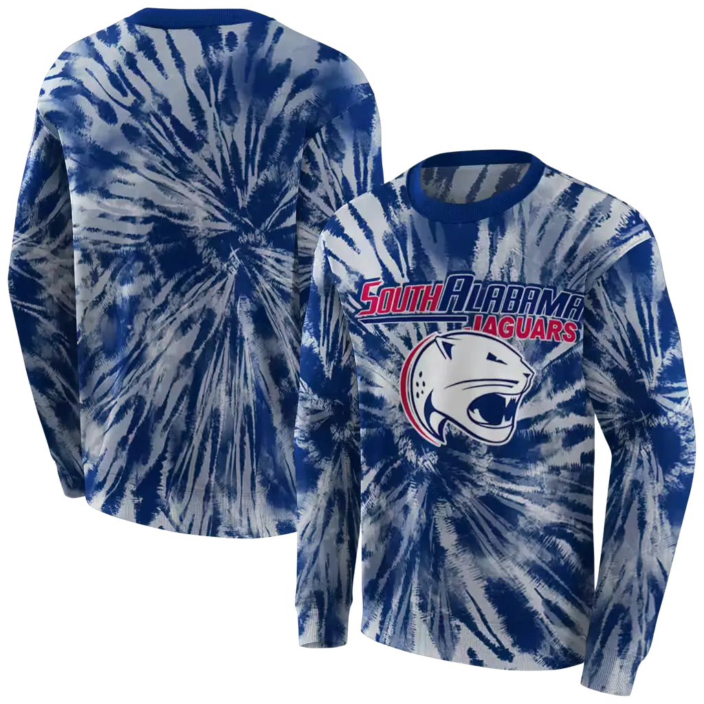 south alabama jaguars tie dye pattern blue hoodie premium grade south alabama jaguars tie dye pattern blue hoodie premium grade