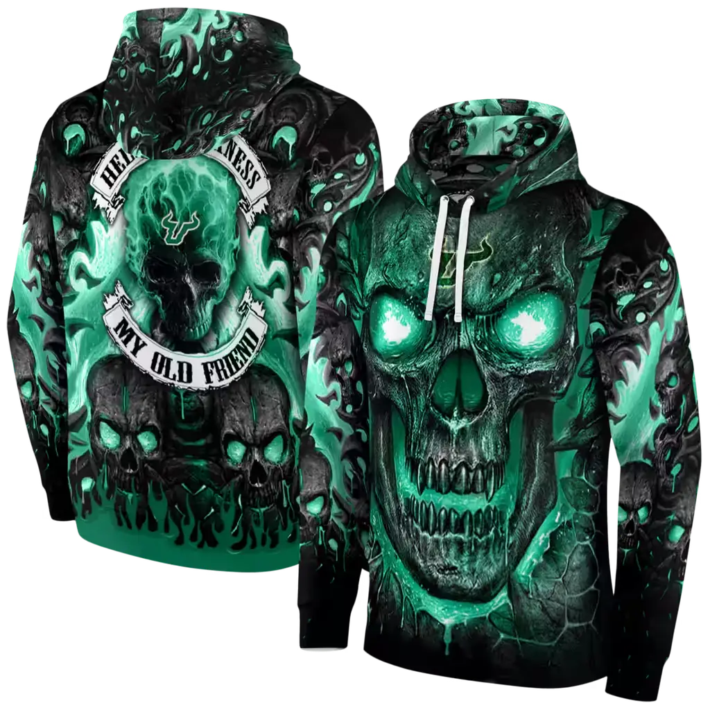 south florida bulls demonic skull green black hoodie fashion forward south florida bulls demonic skull green black hoodie fashion forward