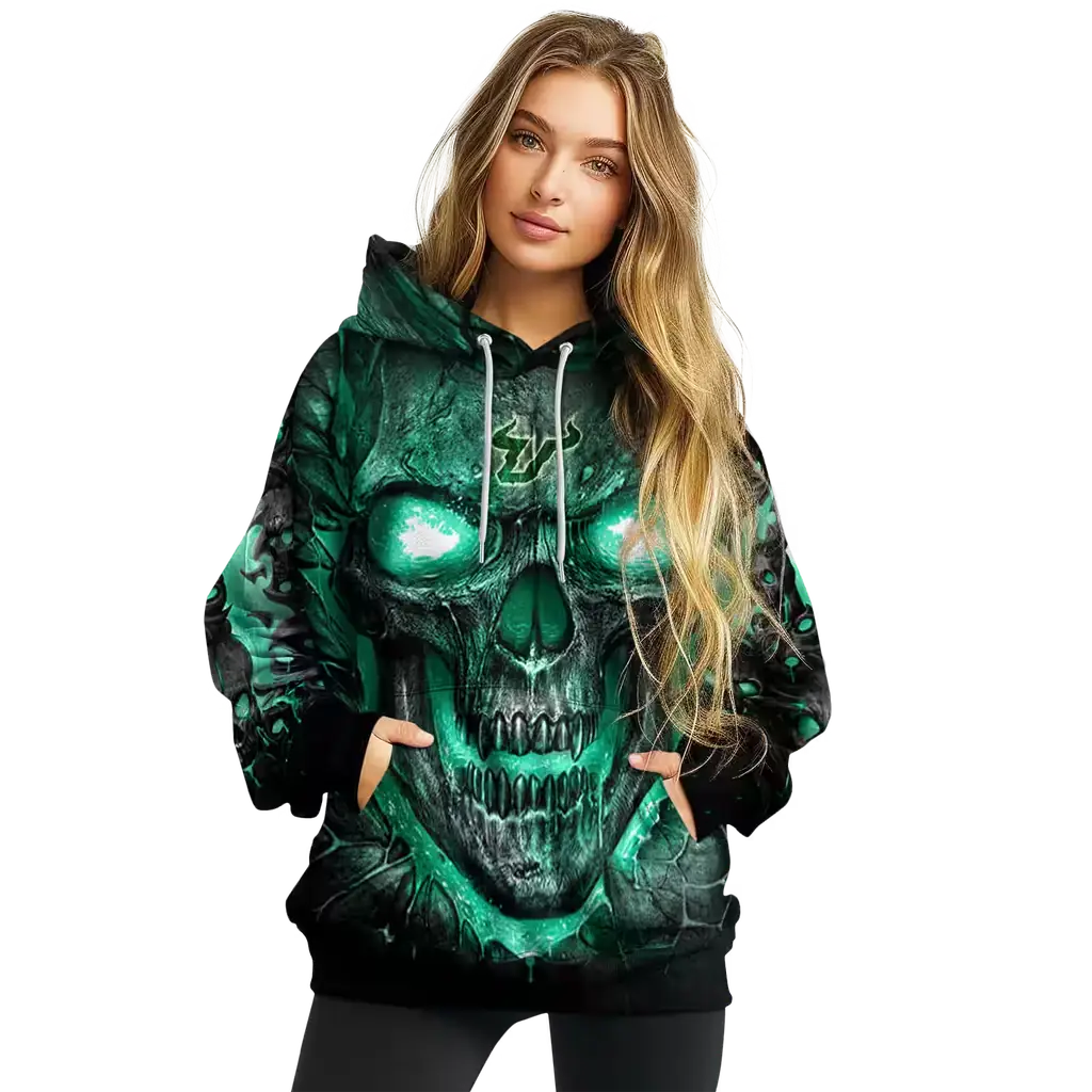 south florida bulls demonic skull green black hoodie high quality south florida bulls demonic skull green black hoodie high quality