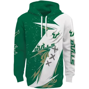 south florida bulls dynamic slash green white hoodie best selling