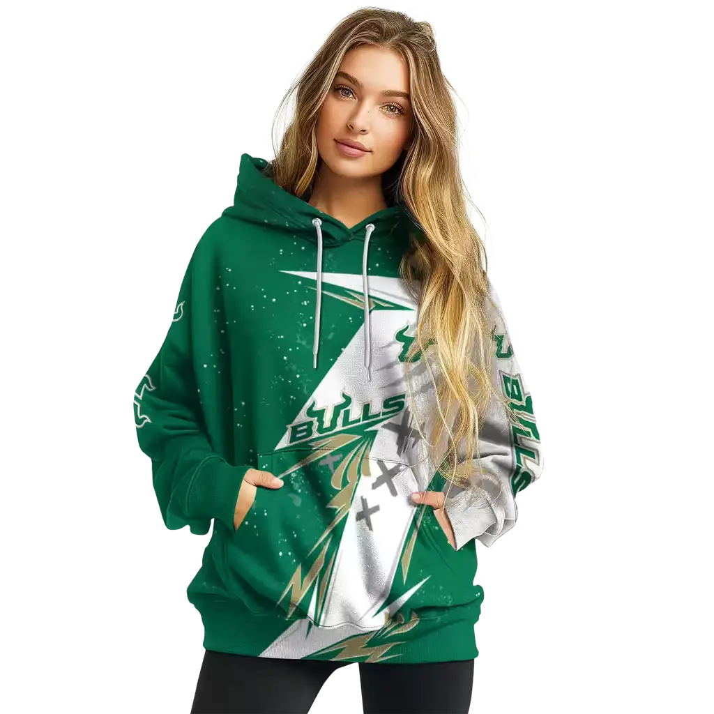 south florida bulls dynamic slash green white hoodie high quality south florida bulls dynamic slash green white hoodie high quality