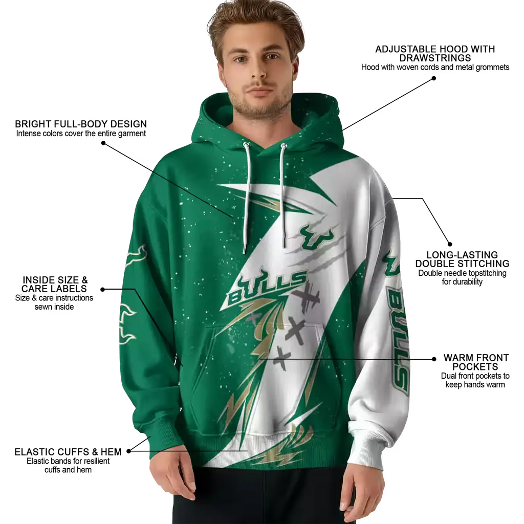 south florida bulls dynamic slash green white hoodie latest model south florida bulls dynamic slash green white hoodie latest model
