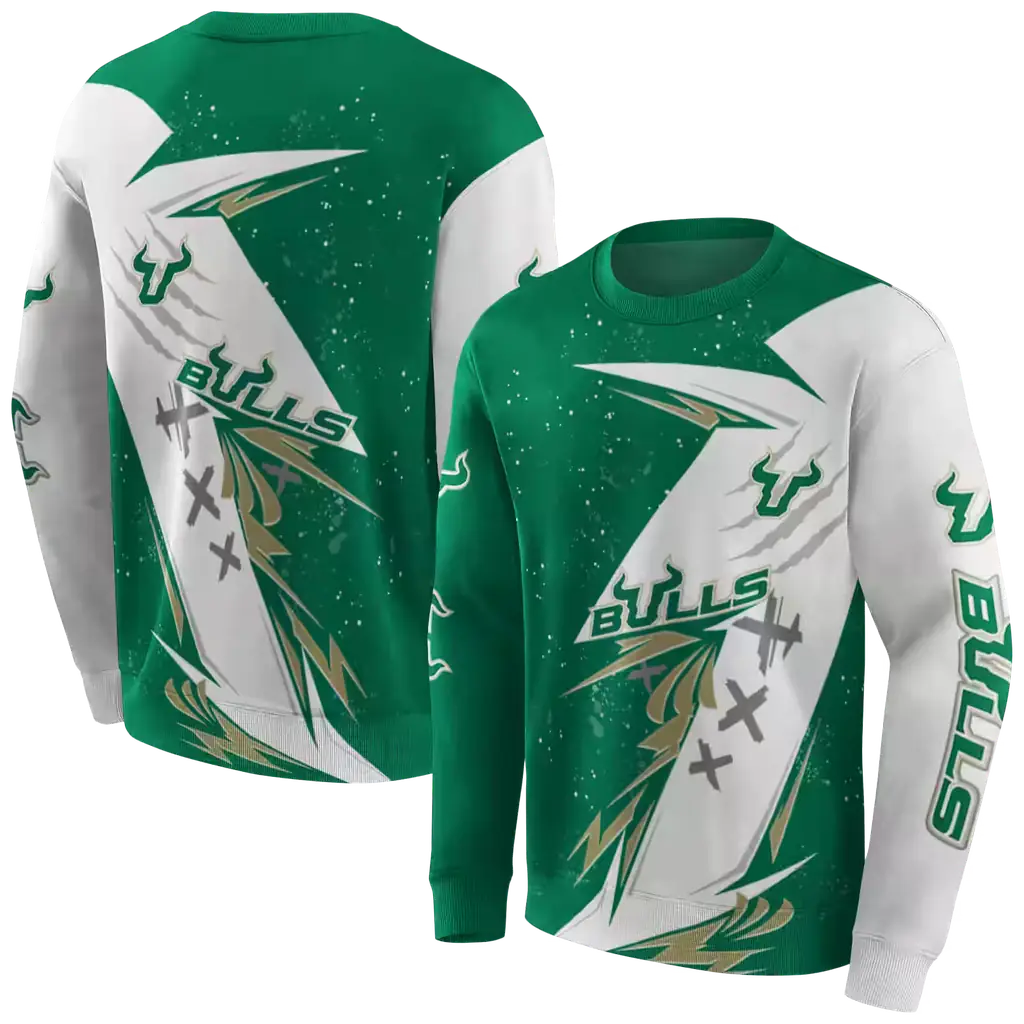 south florida bulls dynamic slash green white hoodie premium grade south florida bulls dynamic slash green white hoodie premium grade