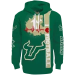 south florida bulls football heartbeat green hoodie best selling