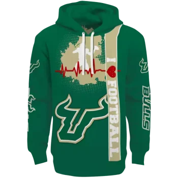 south florida bulls football heartbeat green hoodie best selling