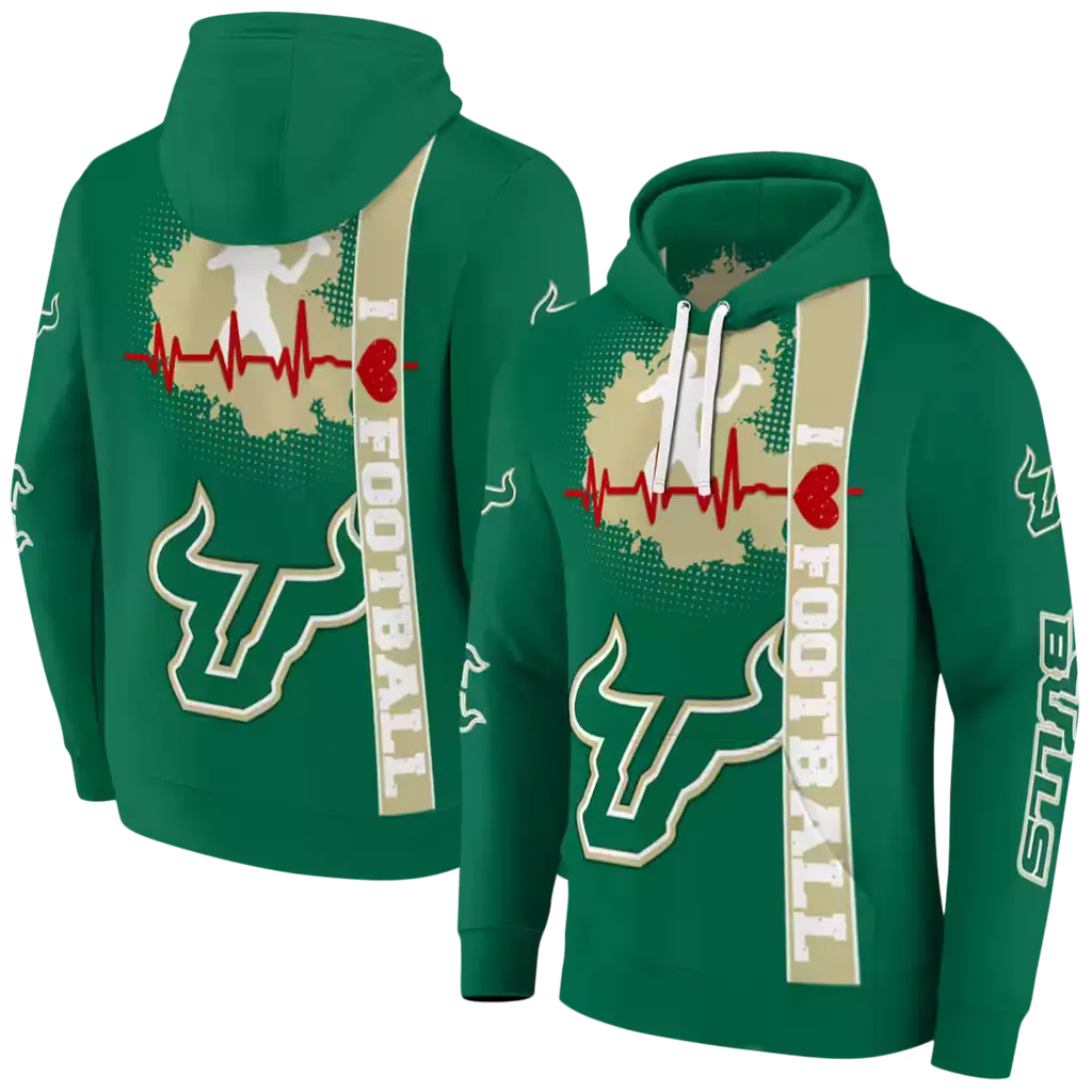 south florida bulls football heartbeat green hoodie fashion forward south florida bulls football heartbeat green hoodie fashion forward