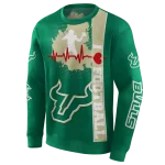 south florida bulls football heartbeat green hoodie best selling
