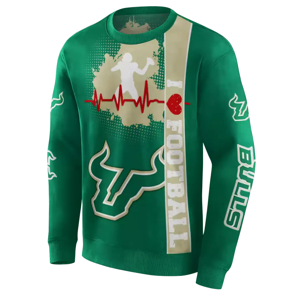 south florida bulls football heartbeat green hoodie new arrival south florida bulls football heartbeat green hoodie new arrival