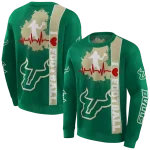 south florida bulls football heartbeat green hoodie best selling