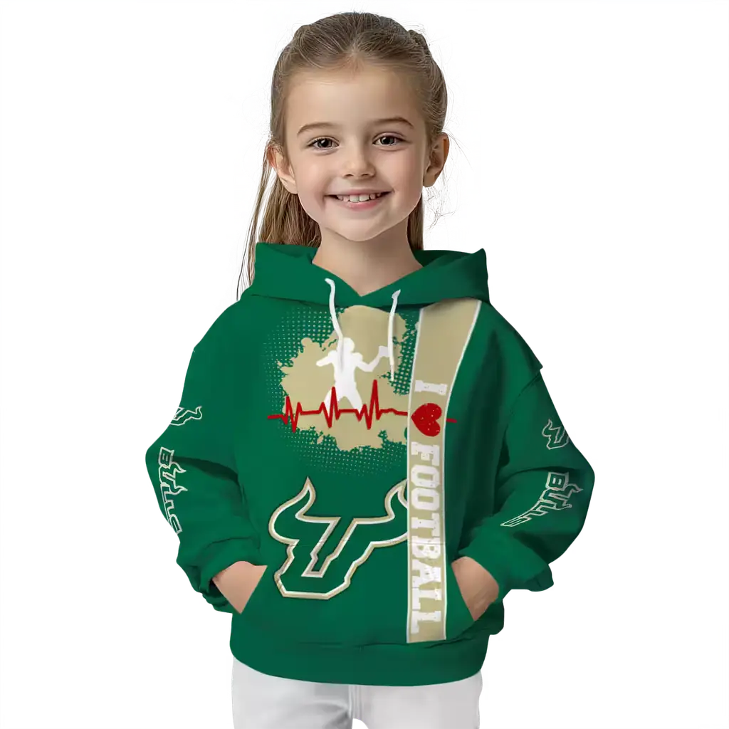 south florida bulls football heartbeat green hoodie top rated south florida bulls football heartbeat green hoodie top rated