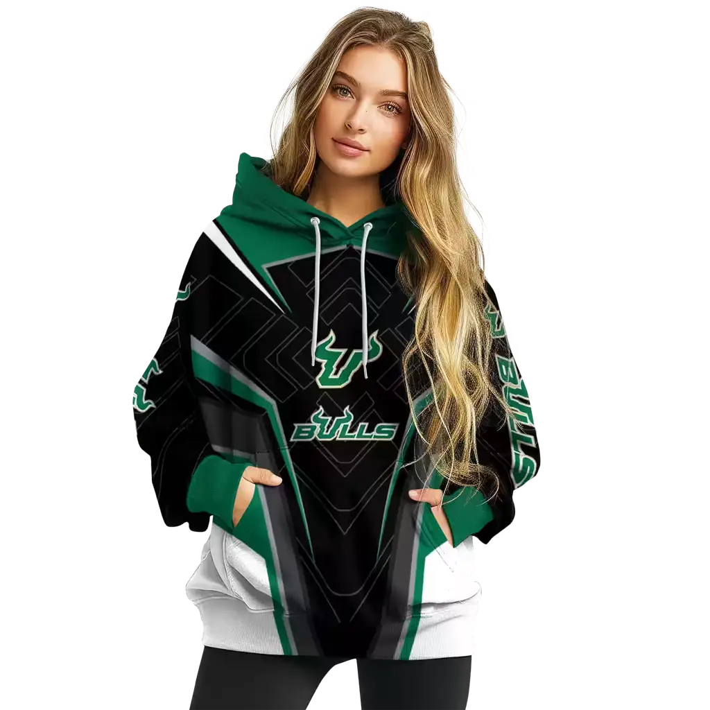 south florida bulls futuristic pattern green black hoodie high quality south florida bulls futuristic pattern green black hoodie high quality