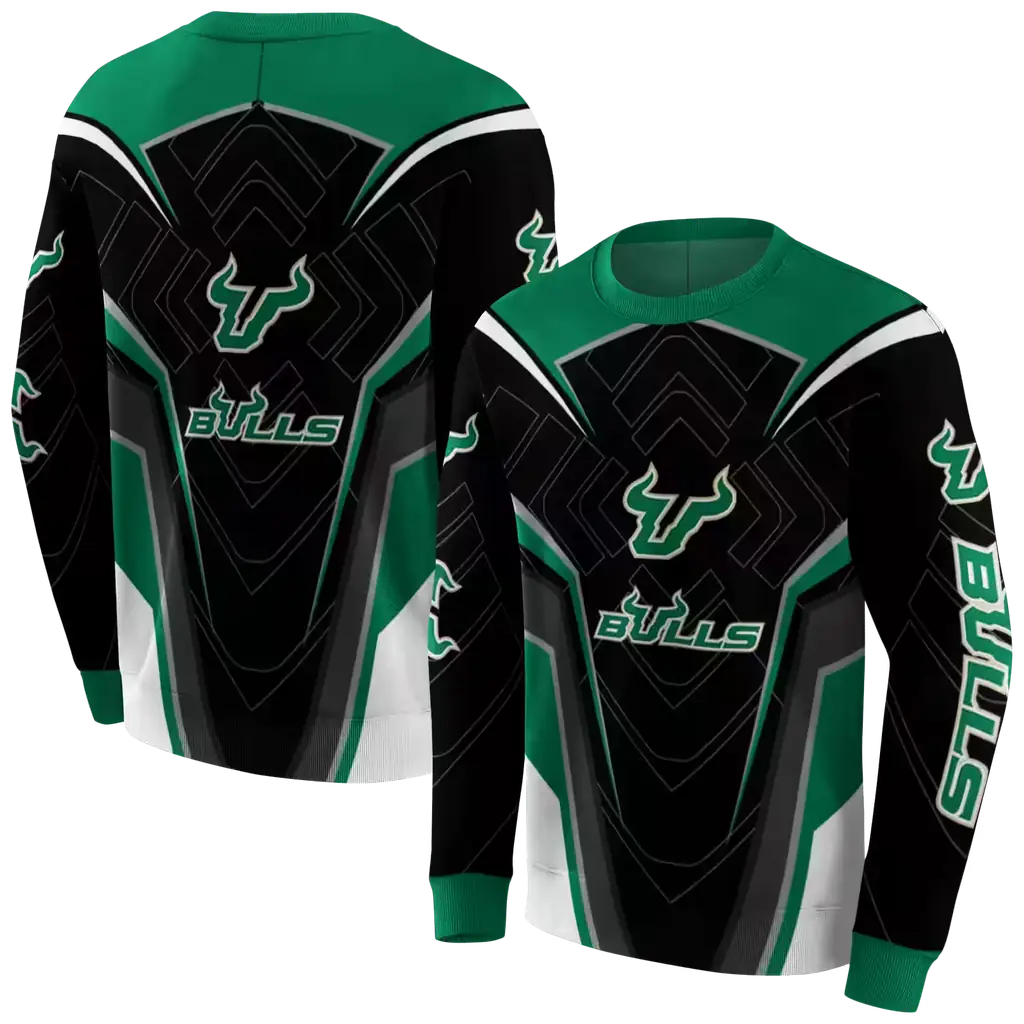 south florida bulls futuristic pattern green black hoodie premium grade south florida bulls futuristic pattern green black hoodie premium grade