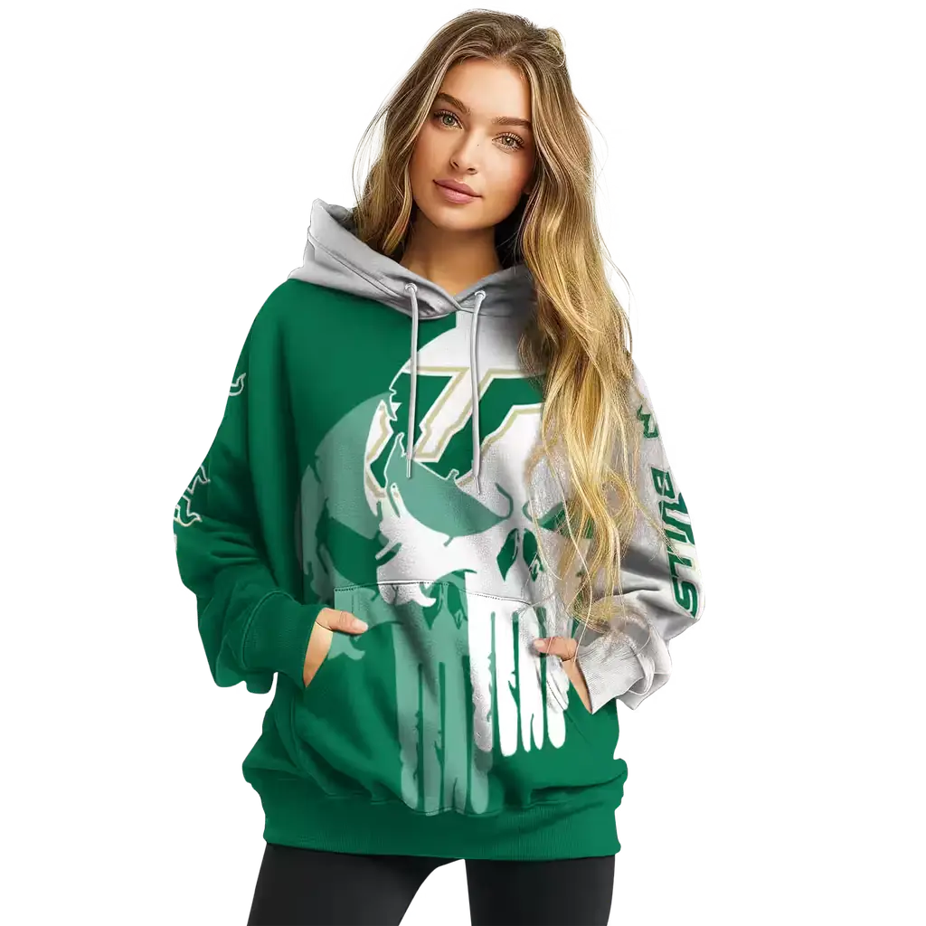 south florida bulls graphic punisher green white hoodie high quality south florida bulls graphic punisher green white hoodie high quality