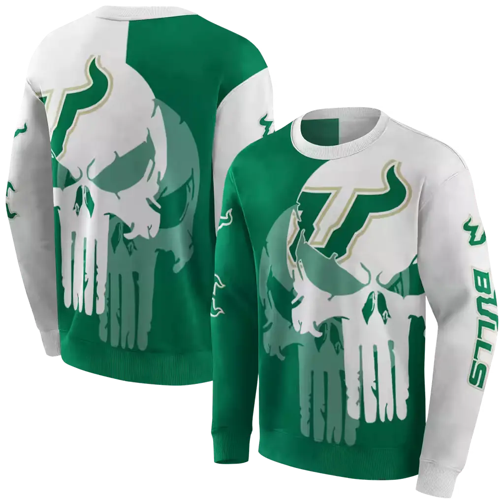south florida bulls graphic punisher green white hoodie premium grade south florida bulls graphic punisher green white hoodie premium grade