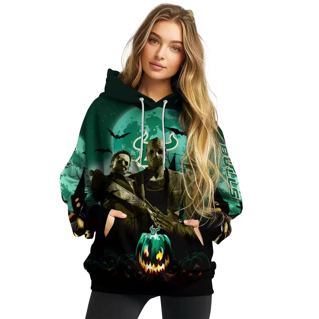 south florida bulls halloween vibes green black hoodie high quality south florida bulls halloween vibes green black hoodie high quality