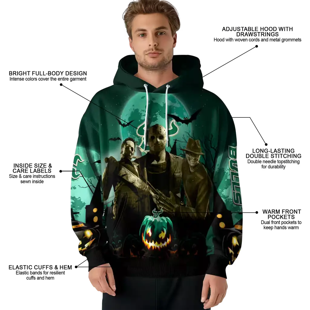 south florida bulls halloween vibes green black hoodie latest model south florida bulls halloween vibes green black hoodie latest model