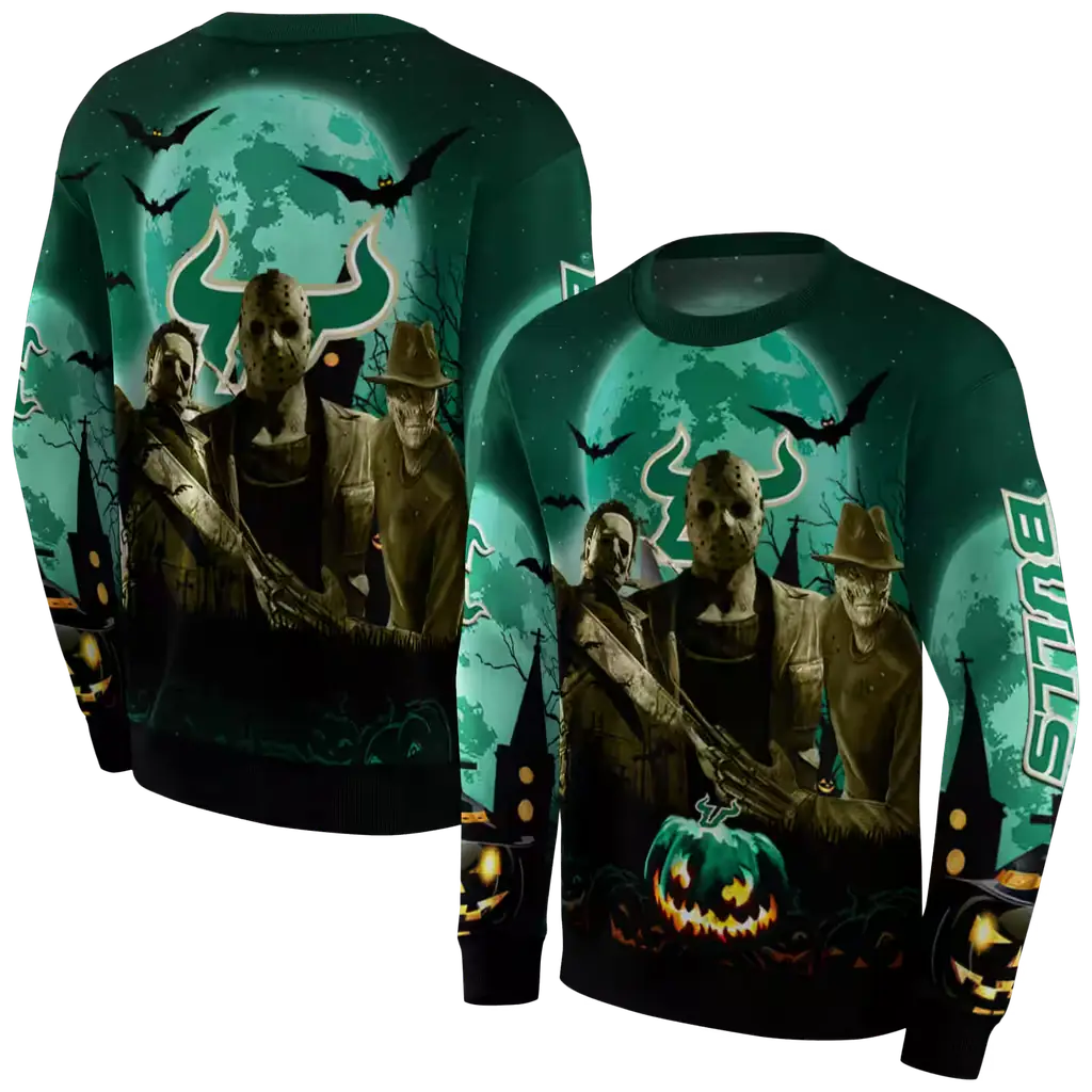 south florida bulls halloween vibes green black hoodie premium grade south florida bulls halloween vibes green black hoodie premium grade