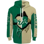 south florida bulls heartbeat graphic green hoodie best selling