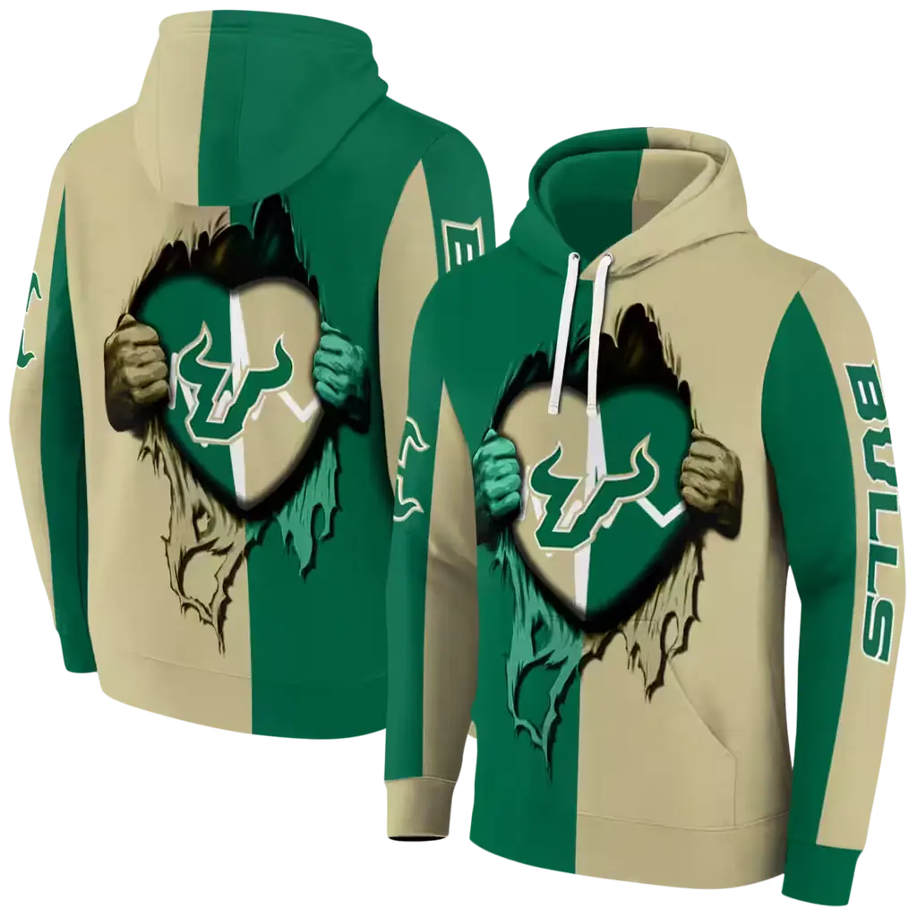 south florida bulls heartbeat graphic green hoodie fashion forward south florida bulls heartbeat graphic green hoodie fashion forward