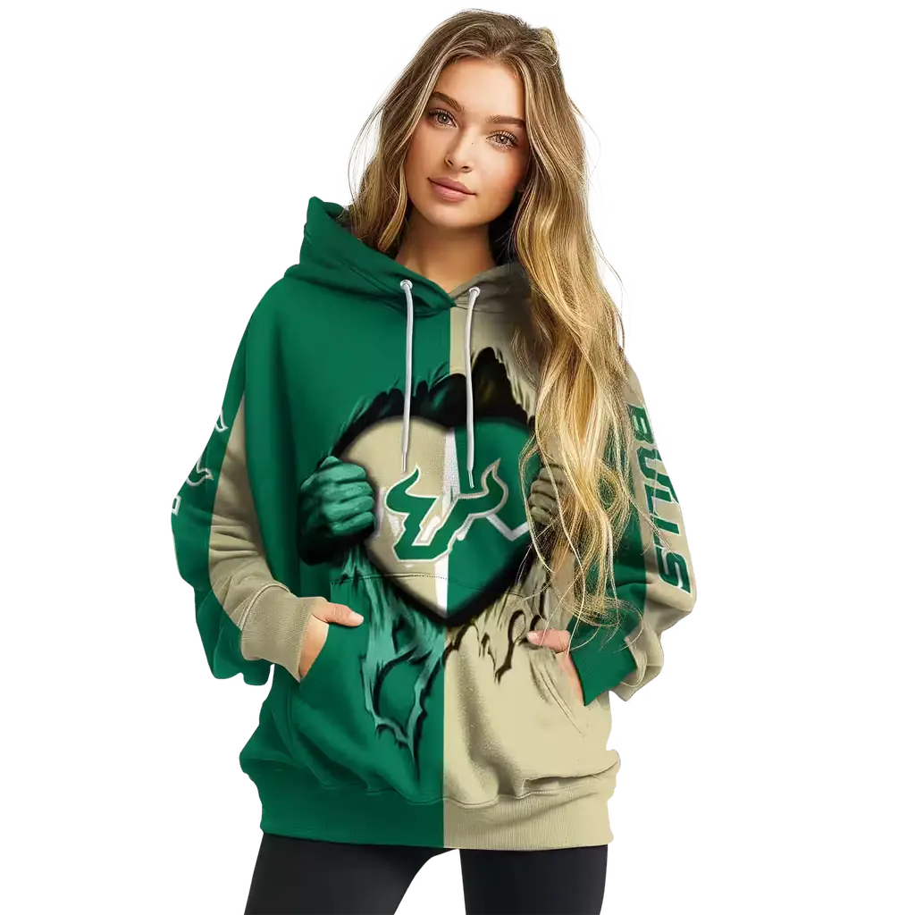 south florida bulls heartbeat graphic green hoodie high quality south florida bulls heartbeat graphic green hoodie high quality