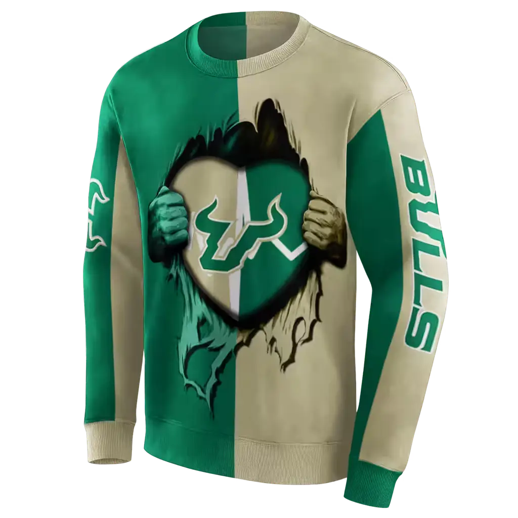 south florida bulls heartbeat graphic green hoodie new arrival south florida bulls heartbeat graphic green hoodie new arrival