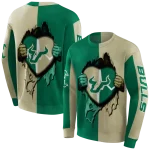 south florida bulls heartbeat graphic green hoodie best selling