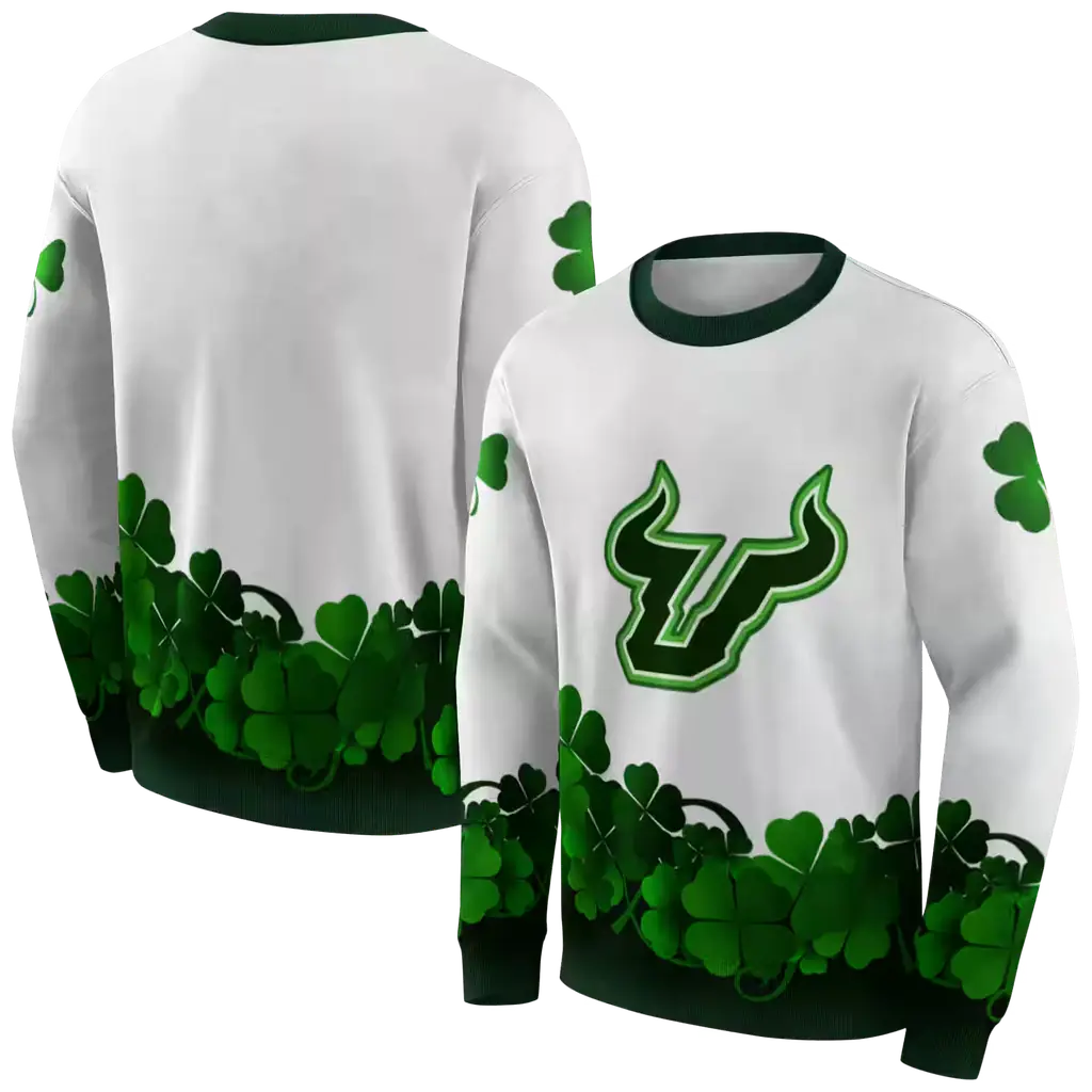 south florida bulls lucky motif white green hoodie premium grade south florida bulls lucky motif white green hoodie premium grade