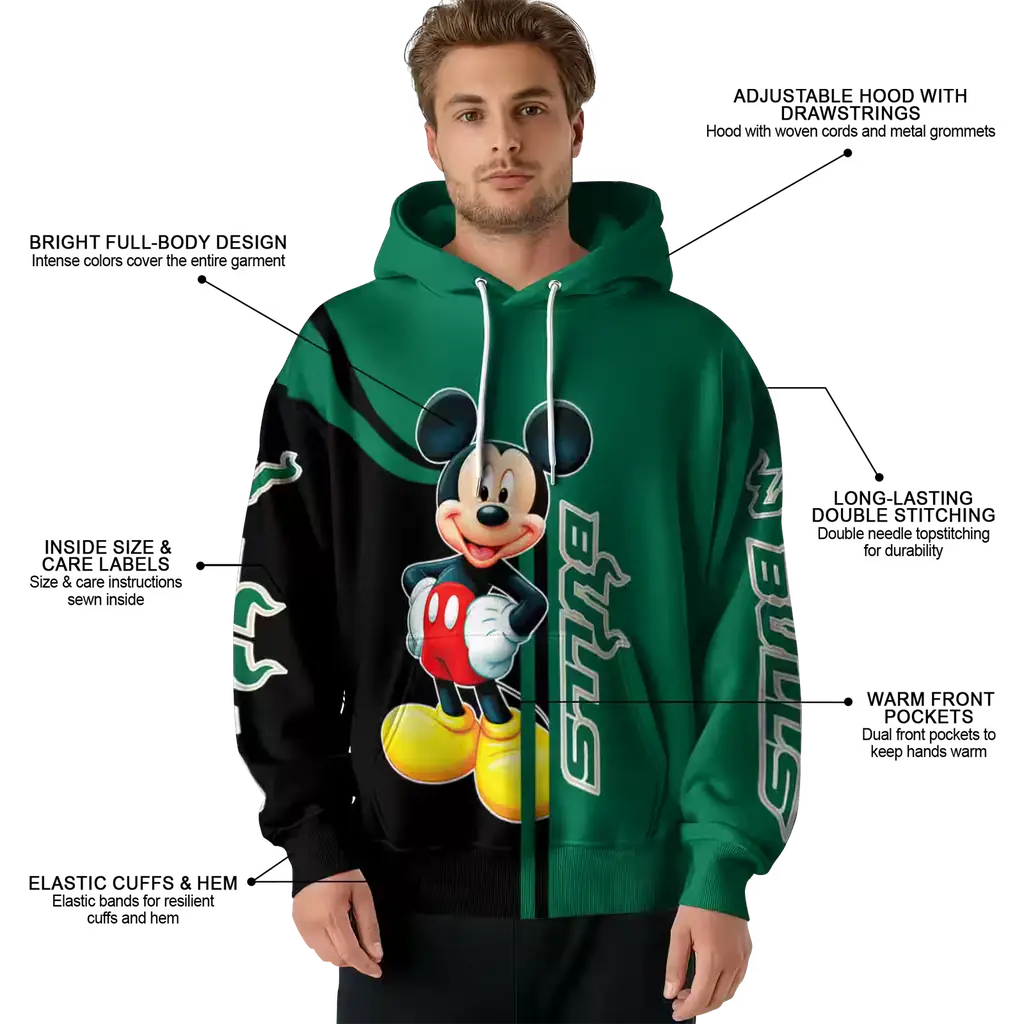 south florida bulls mickey mouse green black hoodie latest model south florida bulls mickey mouse green black hoodie latest model