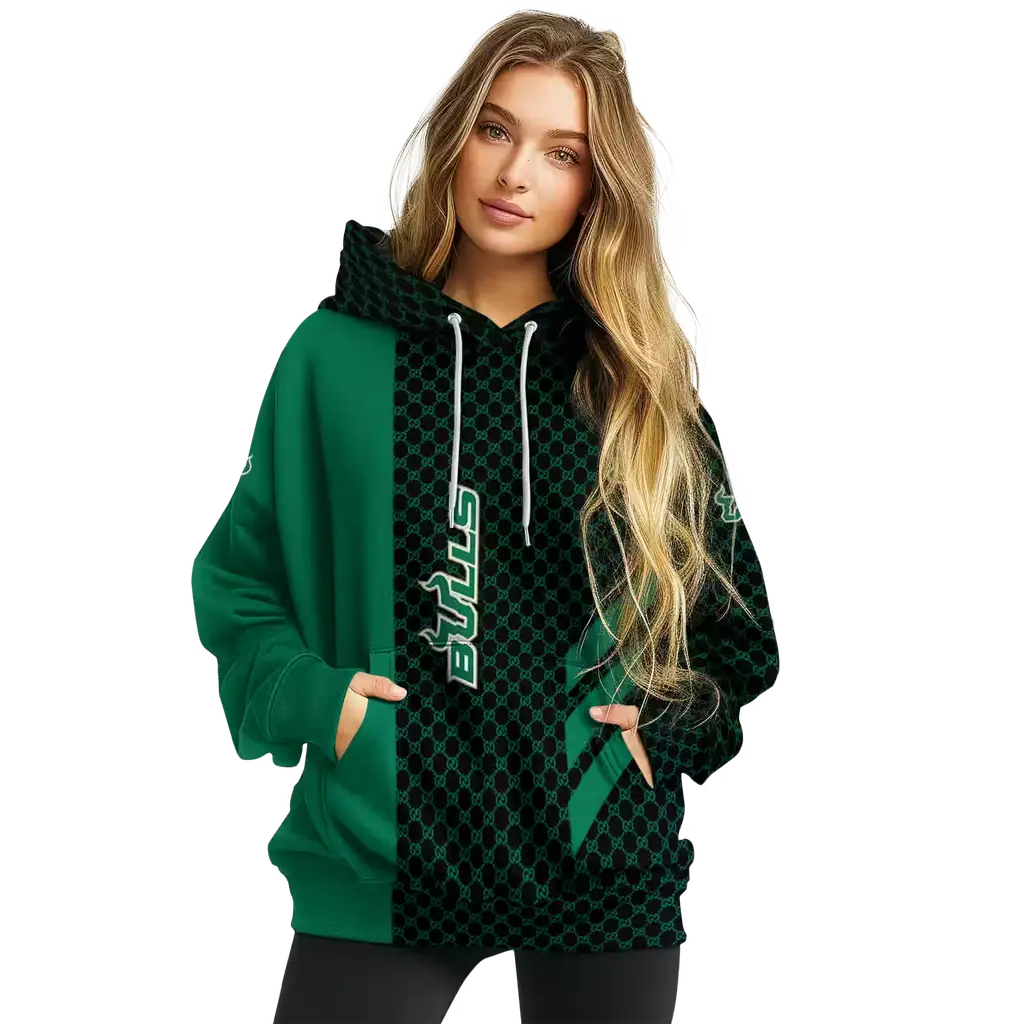 south florida bulls monogram pattern green hoodie high quality south florida bulls monogram pattern green hoodie high quality