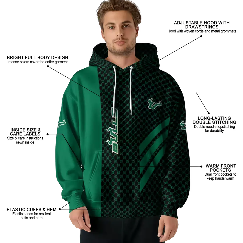 south florida bulls monogram pattern green hoodie latest model south florida bulls monogram pattern green hoodie latest model