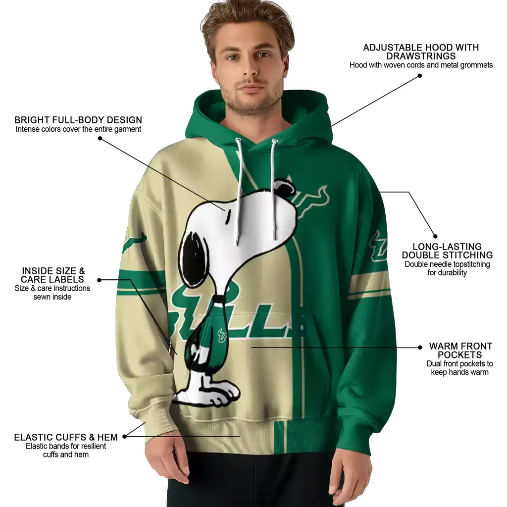 south florida bulls playful snoopy green hoodie latest model south florida bulls playful snoopy green hoodie latest model