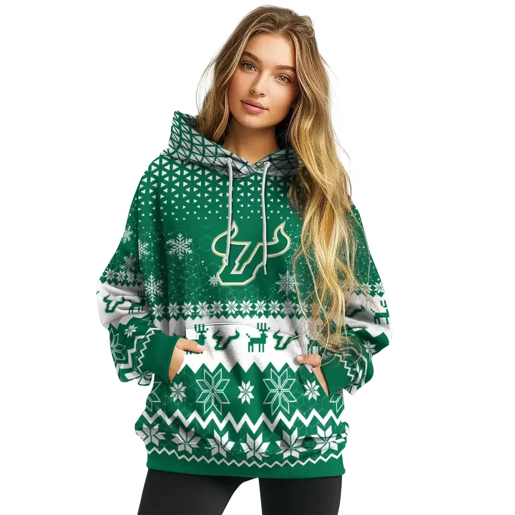 south florida bulls reindeer motif green hoodie high quality south florida bulls reindeer motif green hoodie high quality