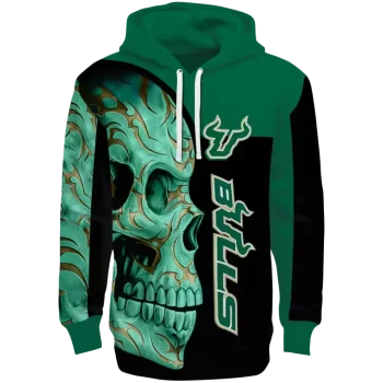 south florida bulls skull motif green black hoodie best selling