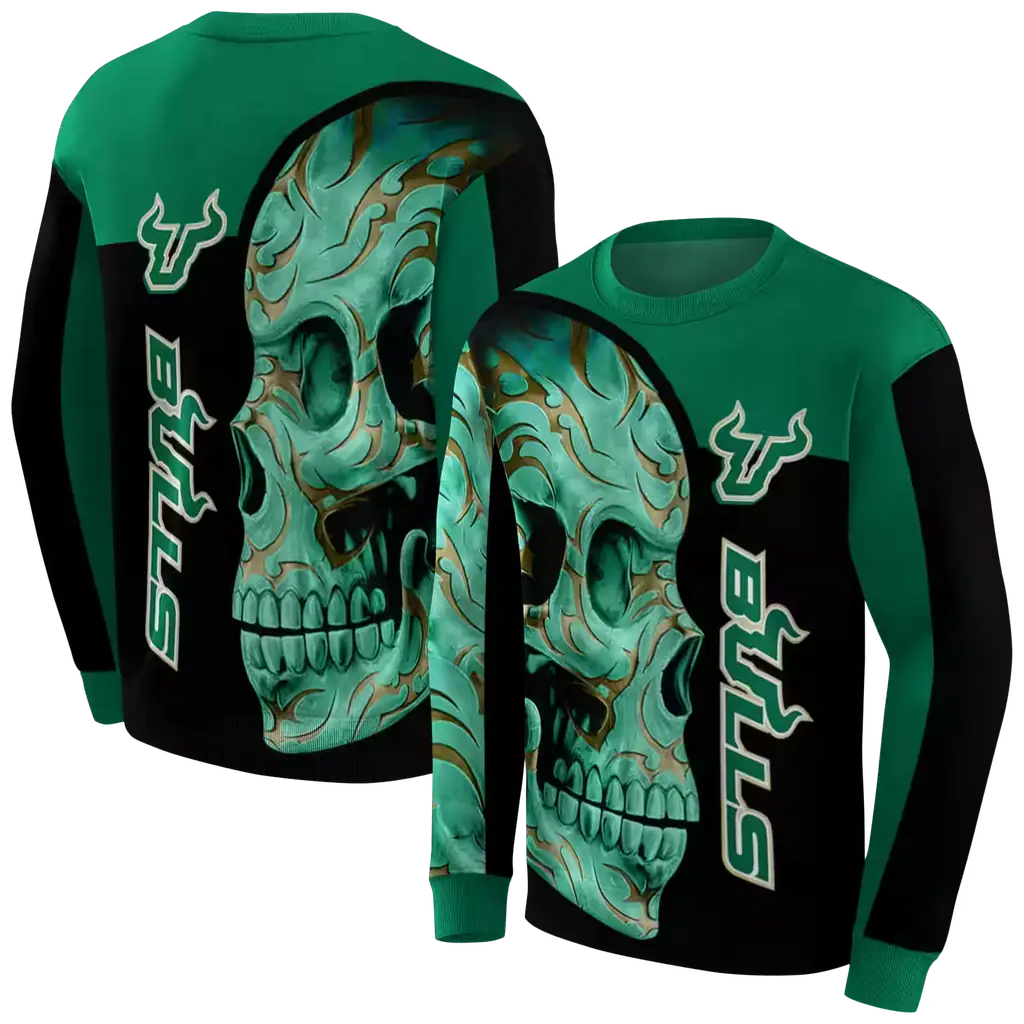 south florida bulls skull motif green black hoodie premium grade south florida bulls skull motif green black hoodie premium grade