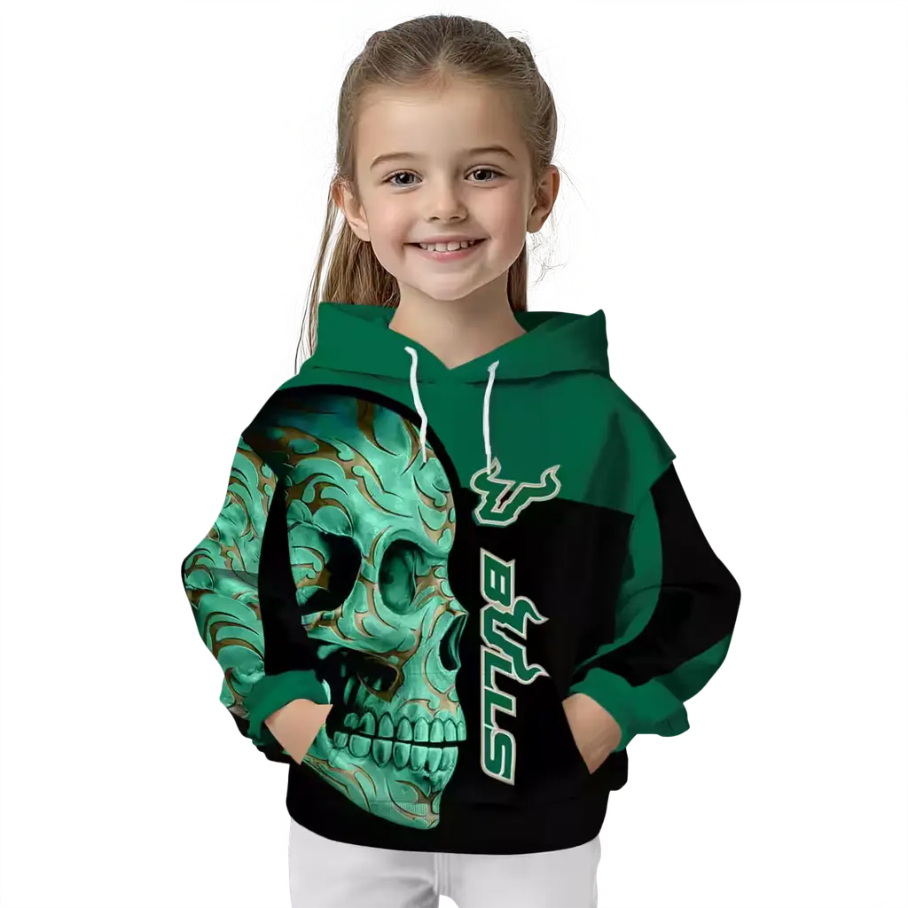 south florida bulls skull motif green black hoodie top rated south florida bulls skull motif green black hoodie top rated
