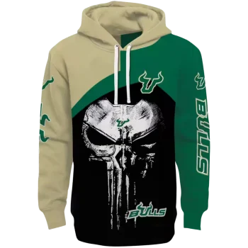 south florida bulls skull punisher gold black hoodie best selling