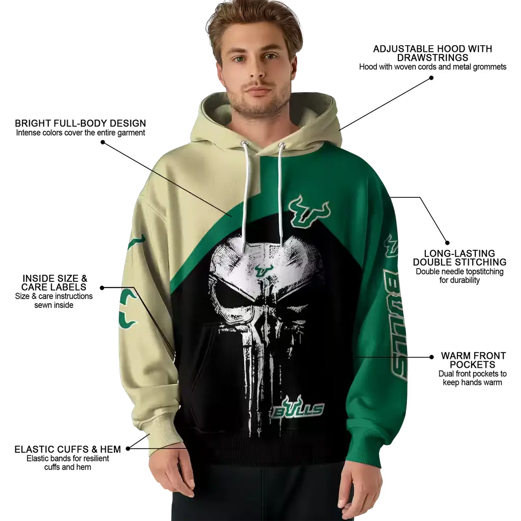 south florida bulls skull punisher gold black hoodie latest model south florida bulls skull punisher gold black hoodie latest model
