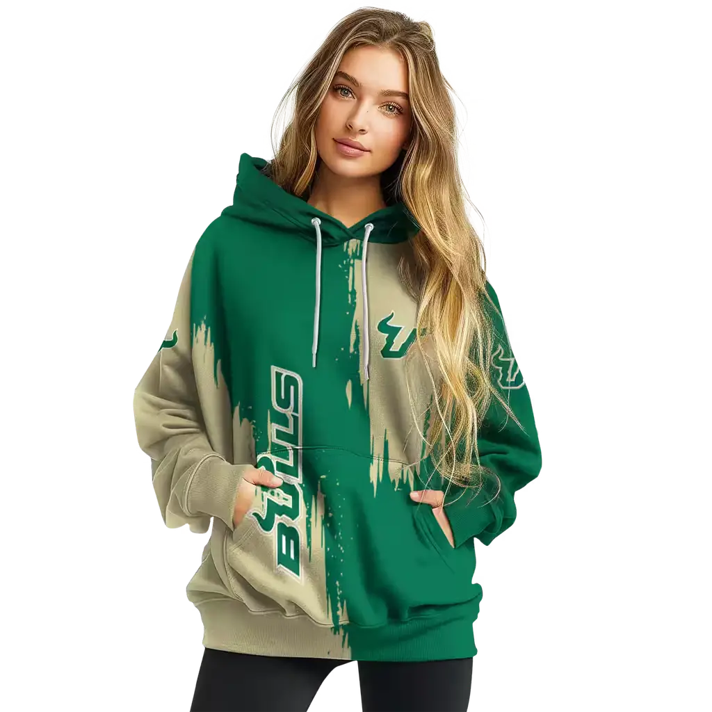 south florida bulls splatter effect green hoodie high quality south florida bulls splatter effect green hoodie high quality