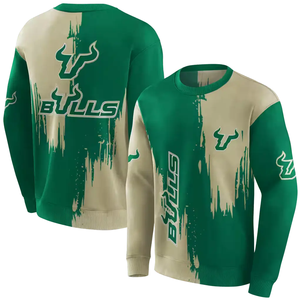 south florida bulls splatter effect green hoodie premium grade south florida bulls splatter effect green hoodie premium grade